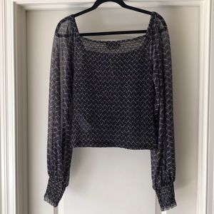 Anthropologie Smocked Square Neck Blouse